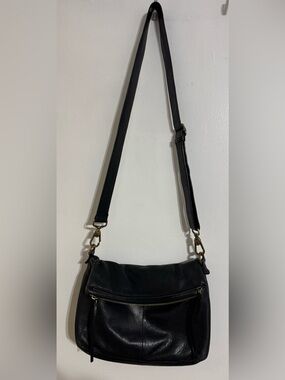 Margot Black Leather Double Flap Crossbody Bag